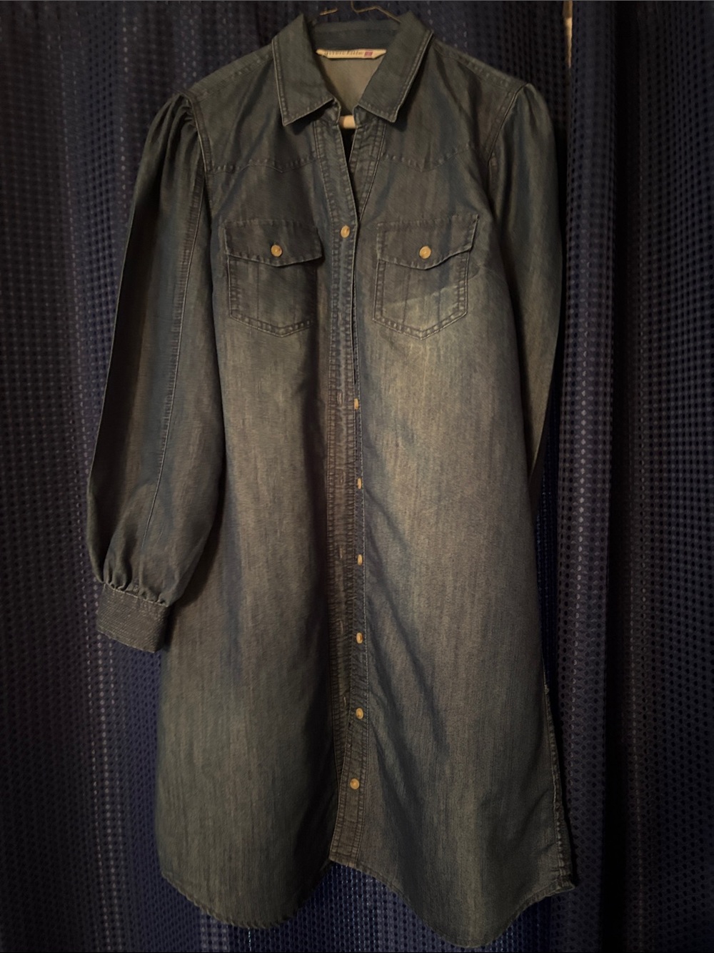 Denim Midi Shirt Dress in Washed Blue
